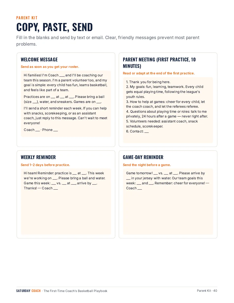 Ready-to-send parent messages